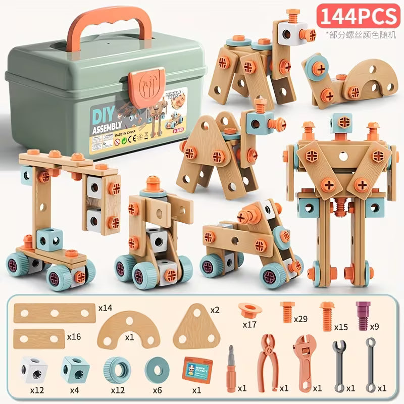 Kids Screw Disassembly Tool Box Toy | DIY Assembly Puzzle Large Blocks for 3Y+