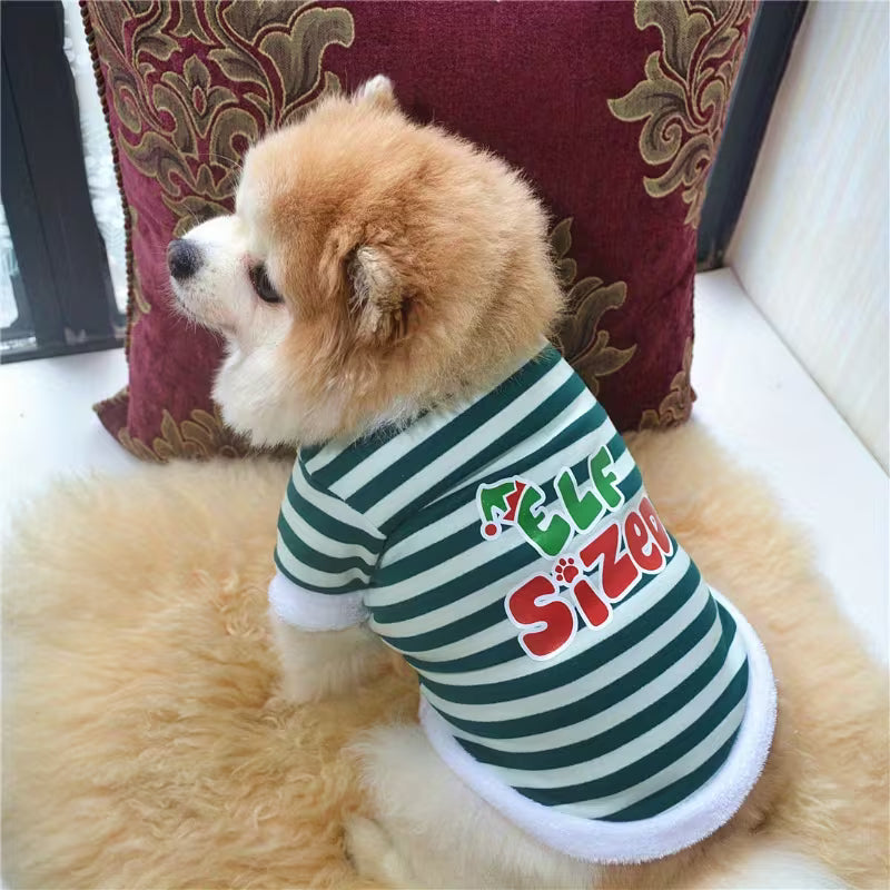 3Pcs Christmas Pet Clothes Set, Striped Fleece Dog Cat Sweater