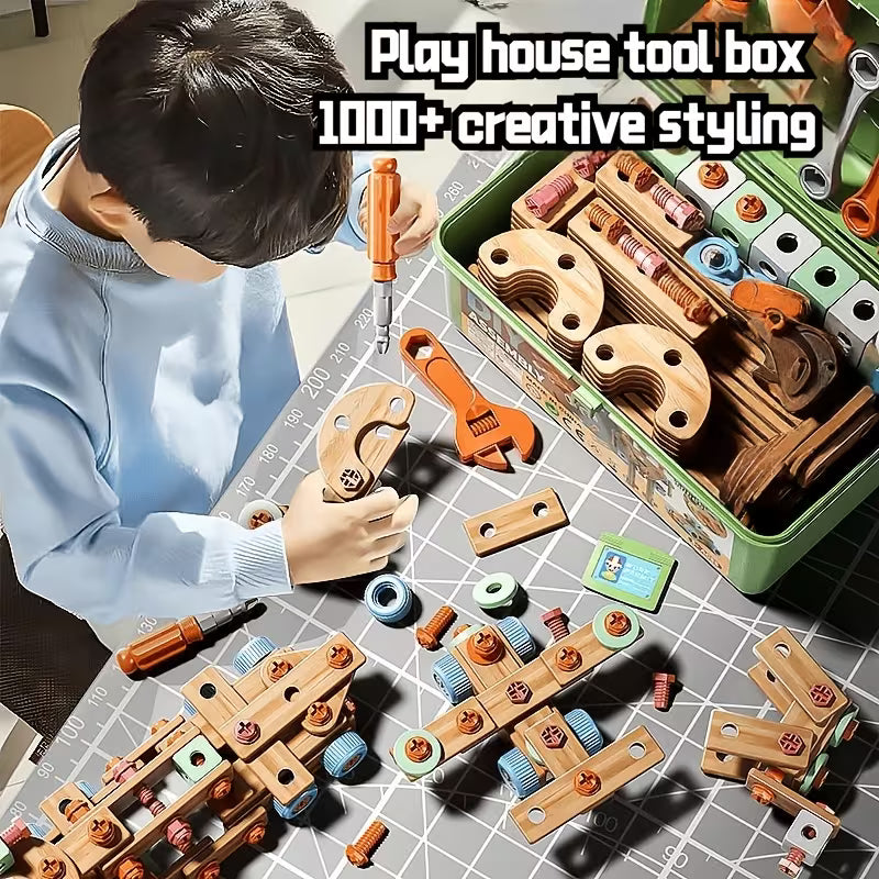 Kids Screw Disassembly Tool Box Toy | DIY Assembly Puzzle Large Blocks for 3Y+