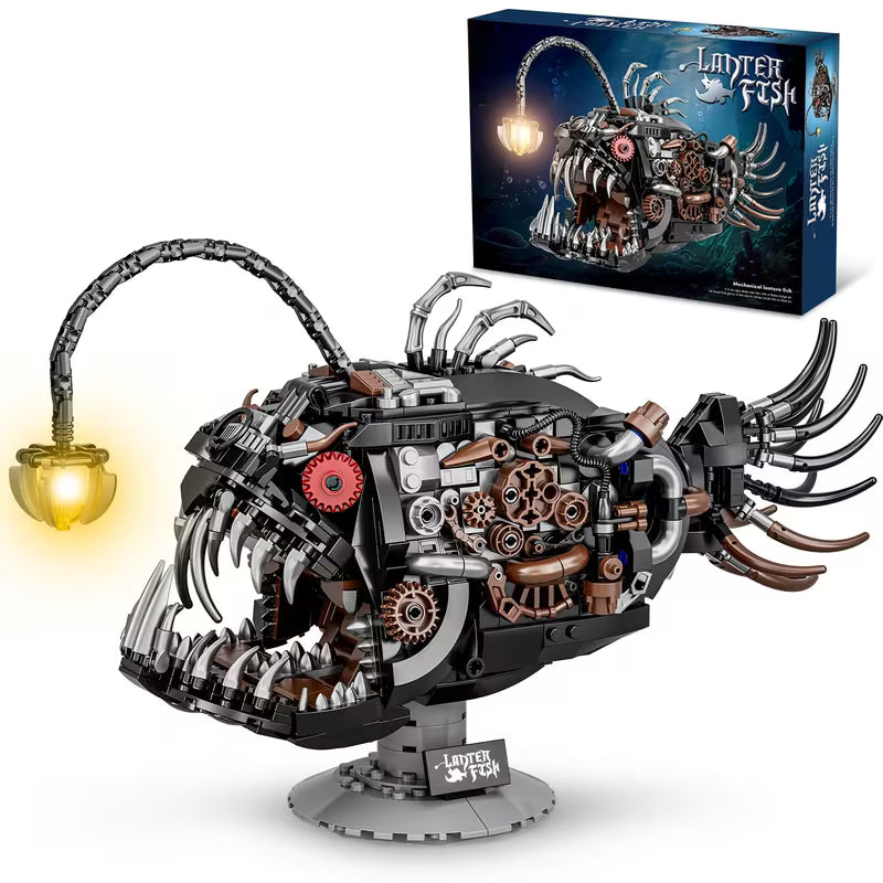 038+pcs Mechanical Fish Lantern Blocks | Black Light-up DIY Building Model for 14+
