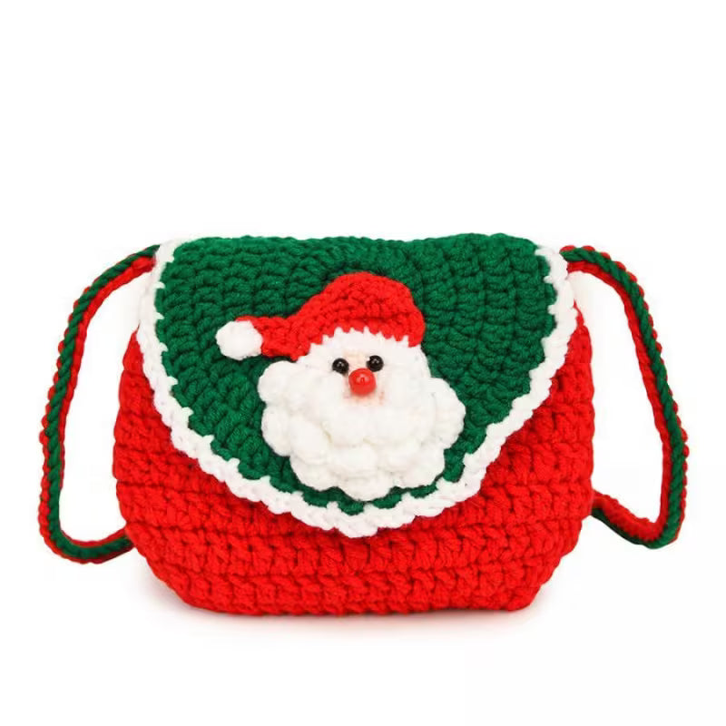 Handmade Crochet Santa Reindeer Christmas Bag | Women Buckle Closure Crossbody Purse