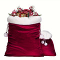 Large Red Velvet Santa Sack | Drawstring Christmas Gift Present Bag