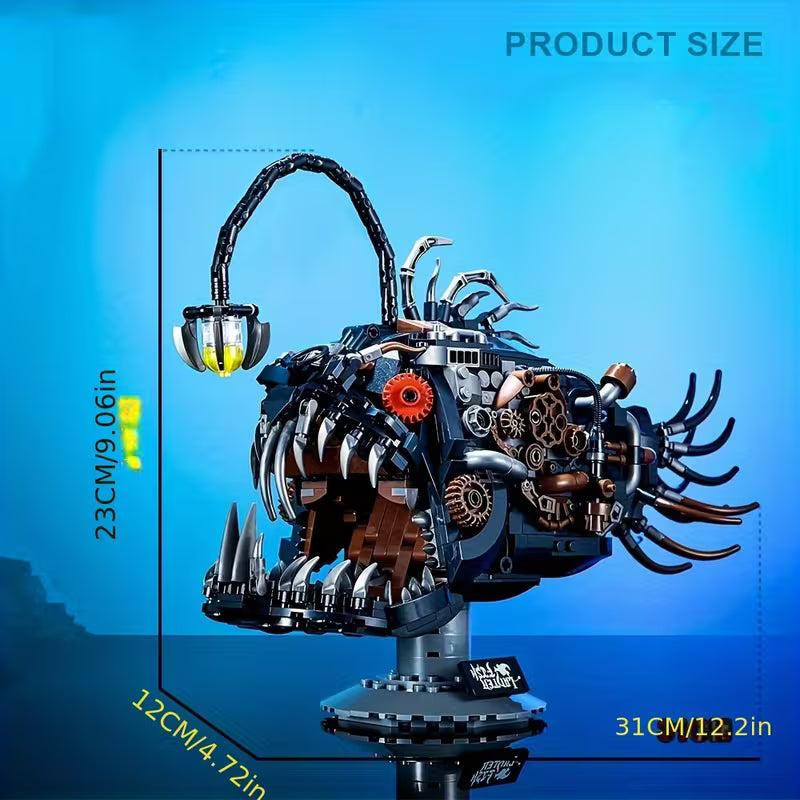 038+pcs Mechanical Fish Lantern Blocks | Black Light-up DIY Building Model for 14+