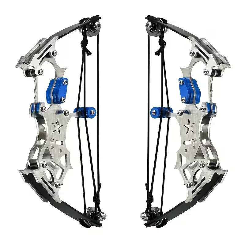 Mini Stainless Steel Archery Bow Set | 5.5in Ambidextrous Bow for Outdoor Shooting Practice
