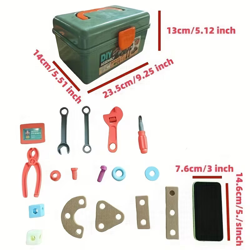 Kids Screw Disassembly Tool Box Toy | DIY Assembly Puzzle Large Blocks for 3Y+