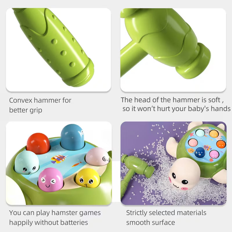 urtle Hammer Pounding Educational Toy | Green Desktop Game Toy with 2 Hammers for Toddlers
