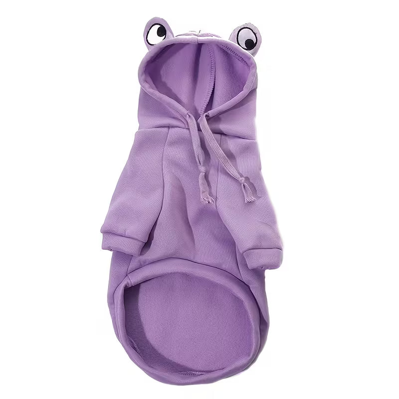 Cartoon Frog Pet Hoodie | Thermal Polyester Pullover Sweater for Small Dogs Cats