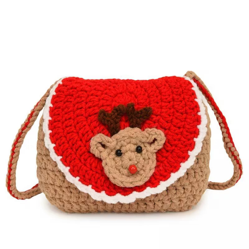 Handmade Crochet Santa Reindeer Christmas Bag | Women Buckle Closure Crossbody Purse