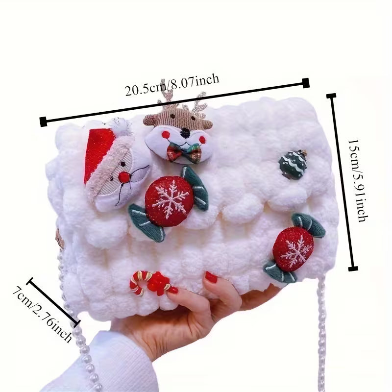 Christmas Plush Crossbody Bag, Cute Holiday Gift Purse for Women