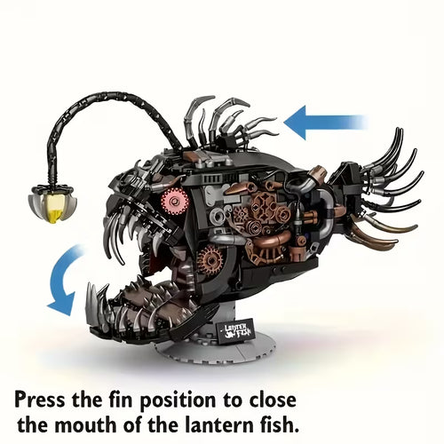 038+pcs Mechanical Fish Lantern Blocks | Black Light-up DIY Building Model for 14+