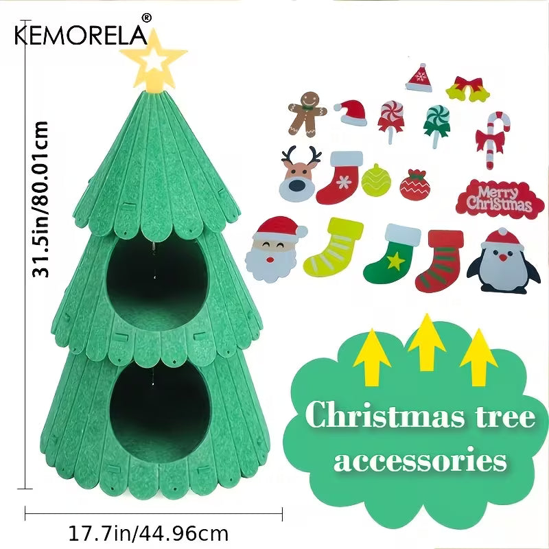 Christmas Tree Felt Cat Tent | Double Layer Dual-Use Cat Cave Bed & Climbing Frame