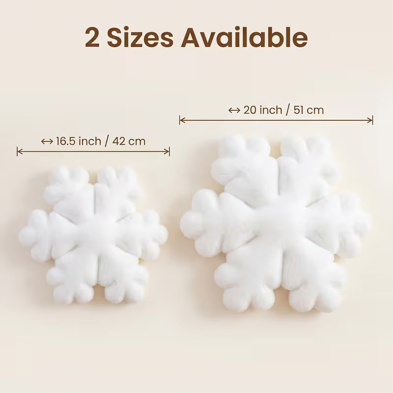 White Snowflake Plush Throw Pillow, 18" Soft Decorative Christmas Cushion