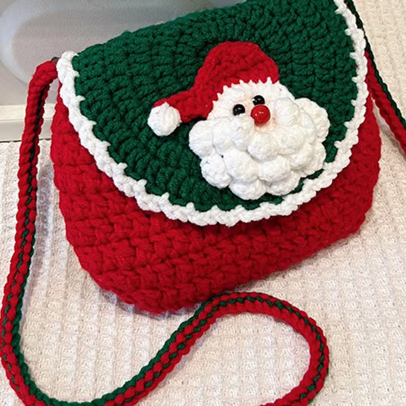 Handmade Crochet Santa Reindeer Christmas Bag | Women Buckle Closure Crossbody Purse
