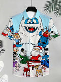 Men's Christmas Reindeer Snowman Shirt, Festive Casual Button-Down