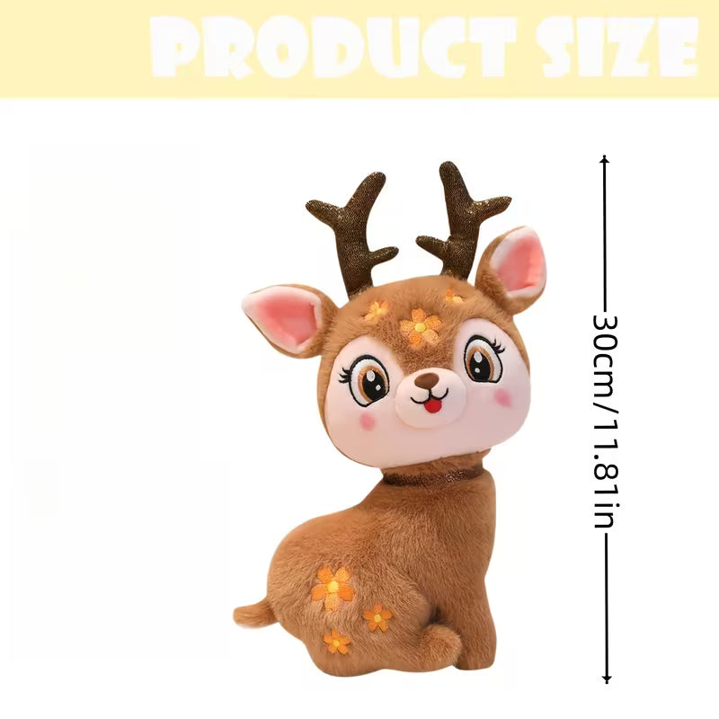 Dark Brown Starry Sika Deer Plush Doll | 30cm Reindeer Elk Stuffed Figure Holiday Gift