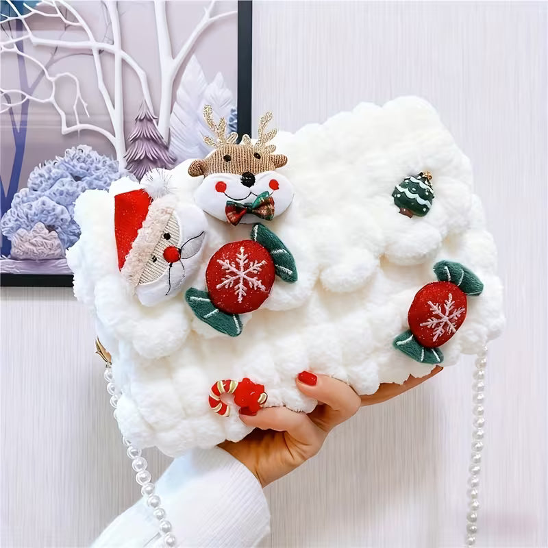 Christmas Plush Crossbody Bag, Cute Holiday Gift Purse for Women