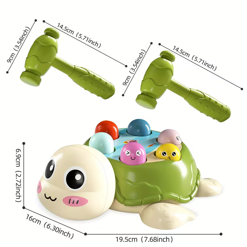 urtle Hammer Pounding Educational Toy | Green Desktop Game Toy with 2 Hammers for Toddlers