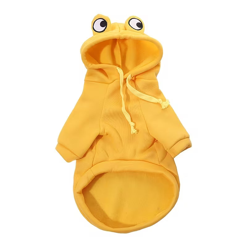 Cartoon Frog Pet Hoodie | Thermal Polyester Pullover Sweater for Small Dogs Cats