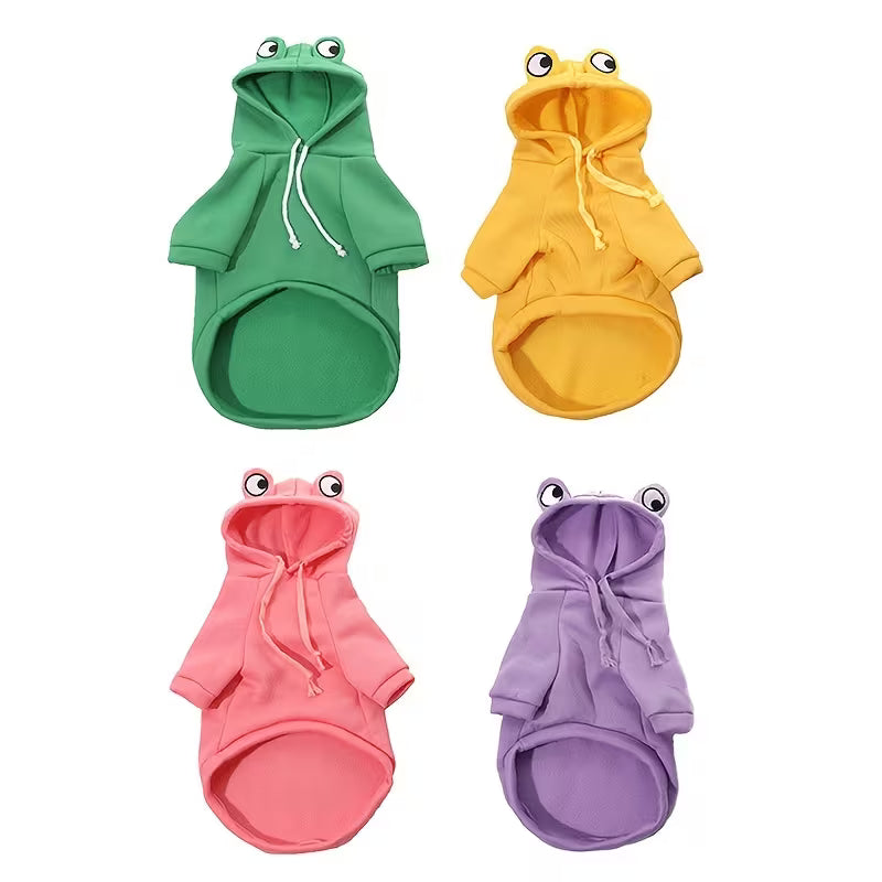 Cartoon Frog Pet Hoodie | Thermal Polyester Pullover Sweater for Small Dogs Cats