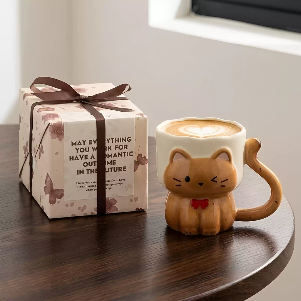 Cute Siamese Cat Ceramic Mug Large Capacity Coffee Cup