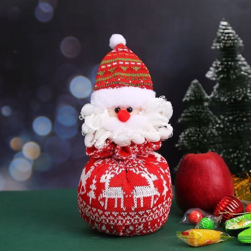 Knitted Christmas Drawstring Gift Bags