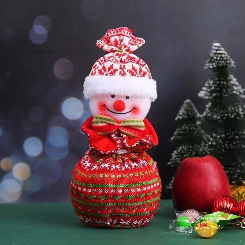 Knitted Christmas Drawstring Gift Bags