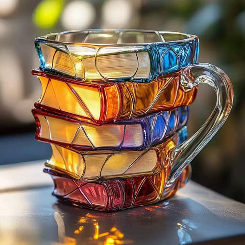 3D Stacked Book Coffee Mug Hand Painted Book Mug 3D