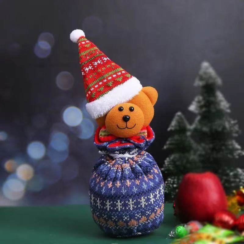 Knitted Christmas Drawstring Gift Bags