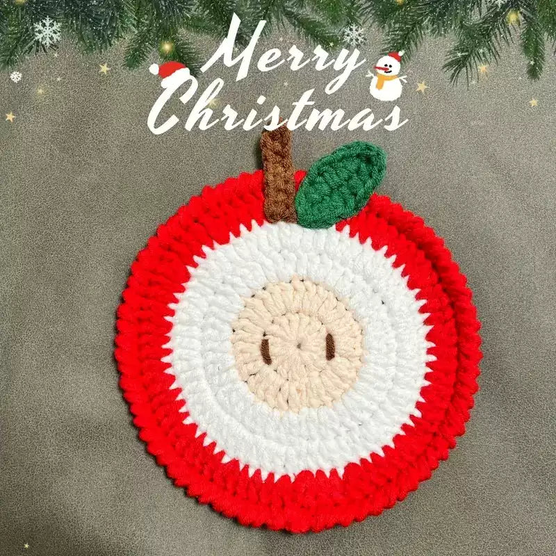 Knitted Santa Snowman Coaster Christmas Table Decor Gift