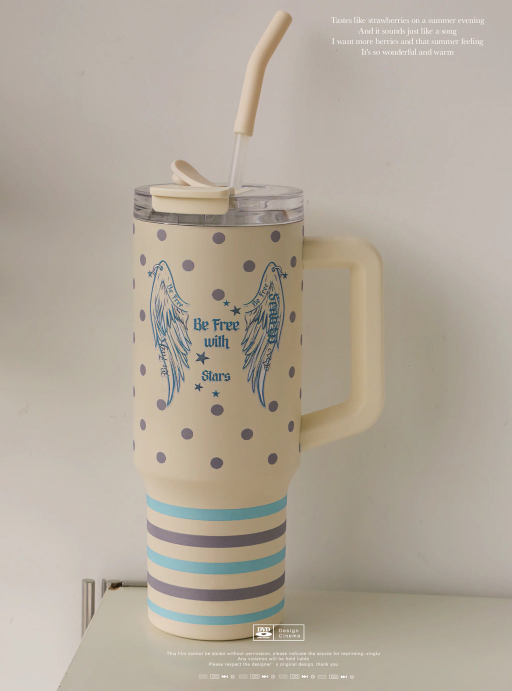 Vintage Y2K Ceramic Lined Tumbler Large Capacity Straw Cup