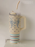 Vintage Y2K Ceramic Lined Tumbler Large Capacity Straw Cup