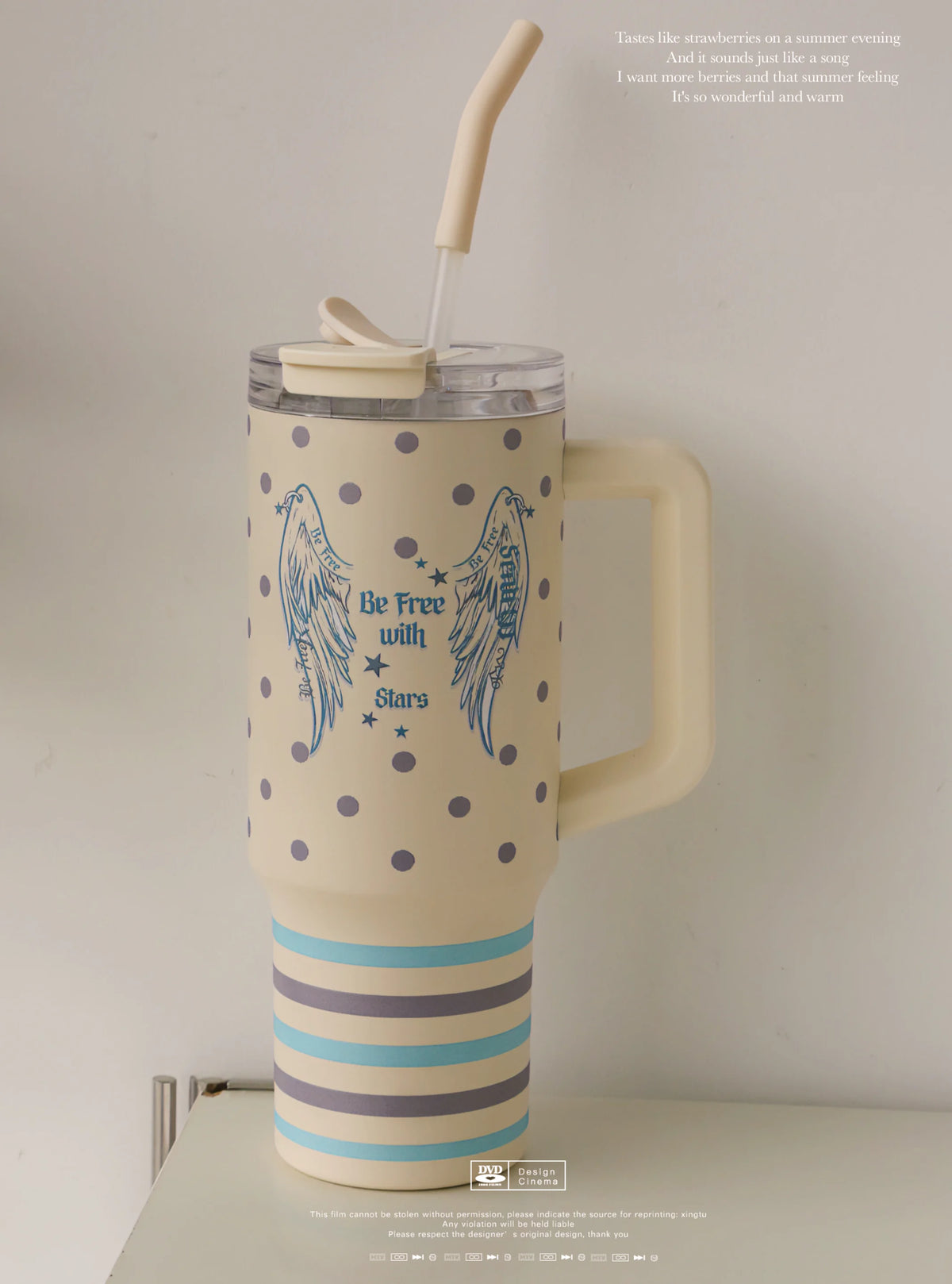 Vintage Y2K Ceramic Lined Tumbler Large Capacity Straw Cup