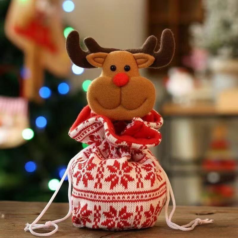 Knitted Christmas Drawstring Gift Bags
