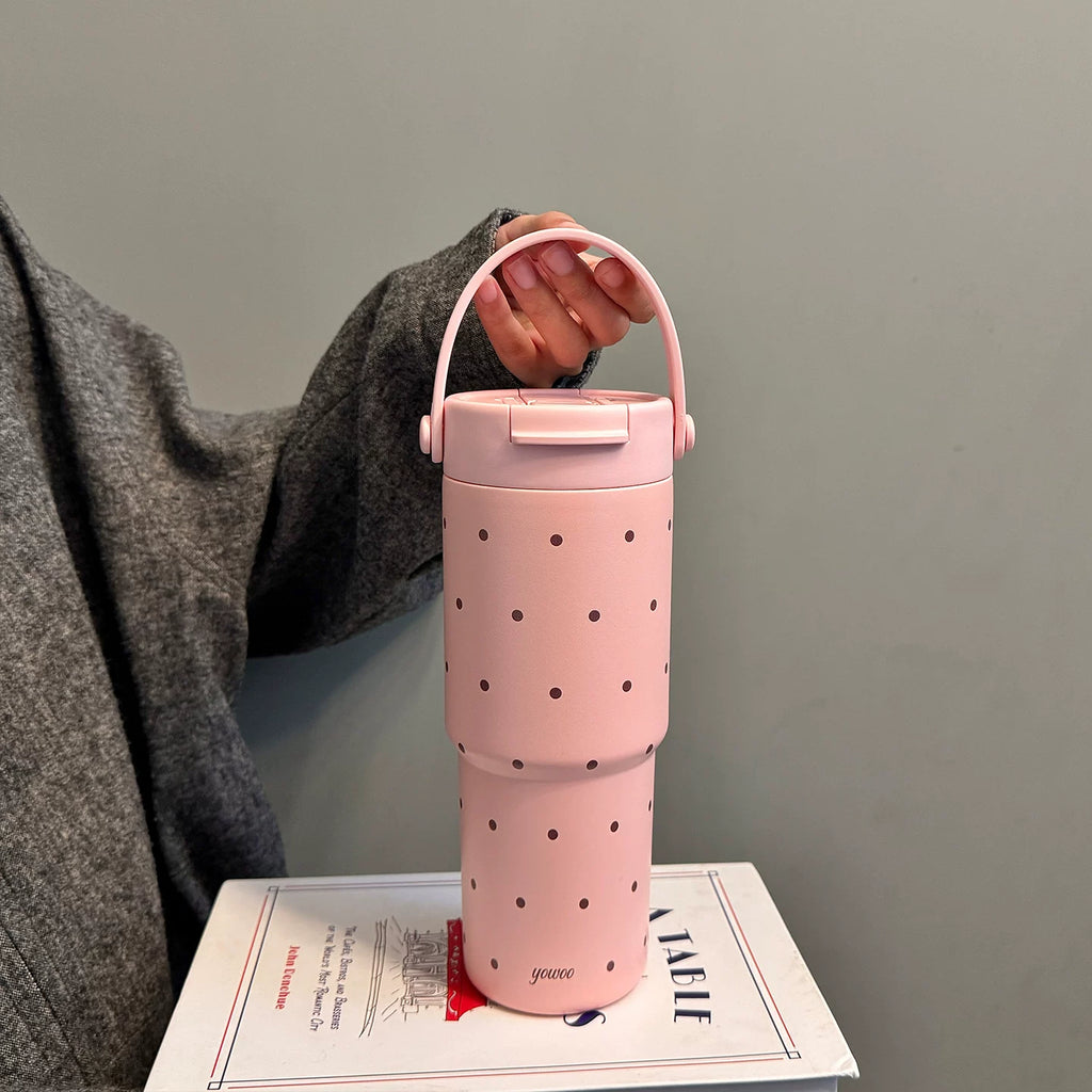 Pink Polka Dot 316 Ceramic Coated Tumbler