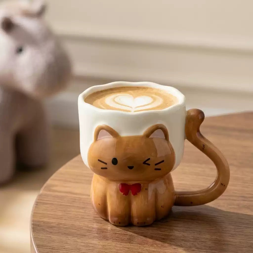 Cute Siamese Cat Ceramic Mug Large Capacity Coffee Cup