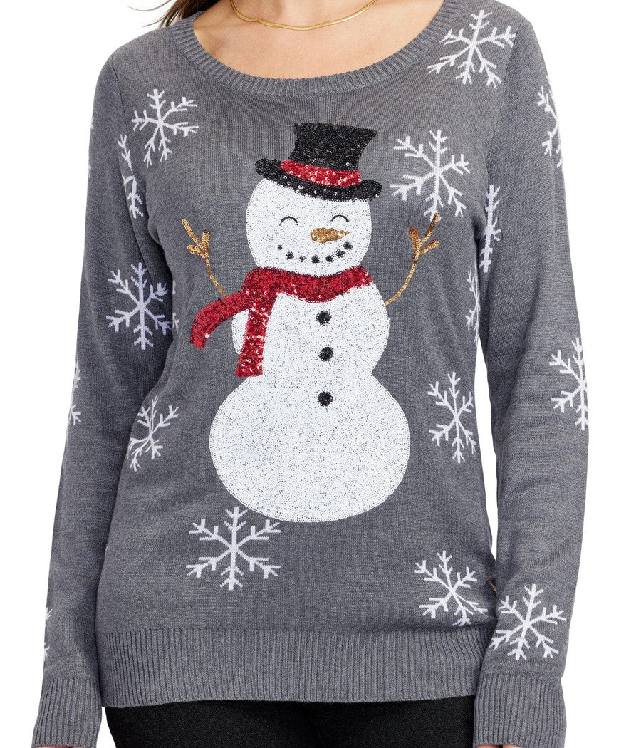 Women's Sequined Snow Day Ugly Christmas Sweater