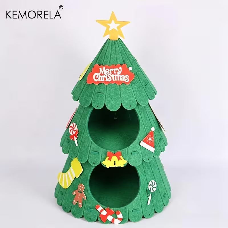 Christmas Tree Felt Cat Tent | Double Layer Dual-Use Cat Cave Bed & Climbing Frame