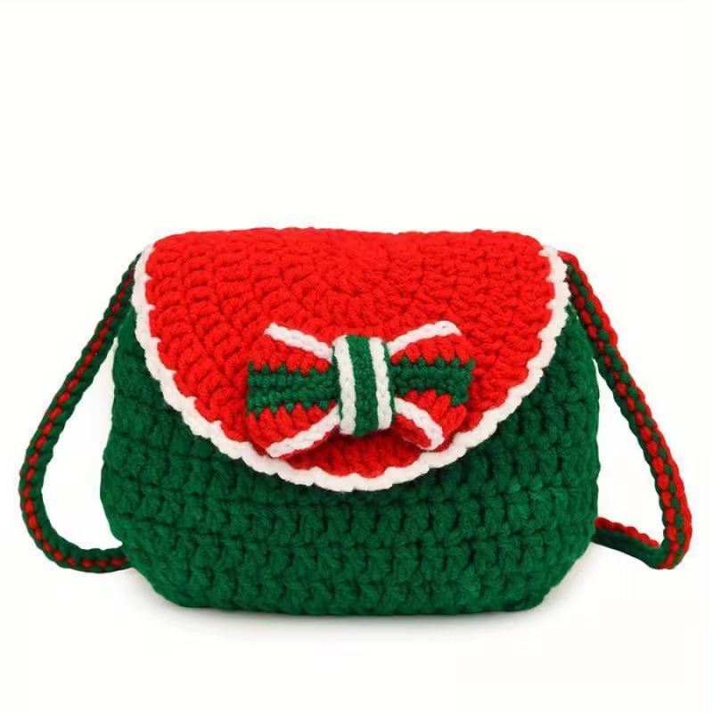 Handmade Crochet Santa Reindeer Christmas Bag | Women Buckle Closure Crossbody Purse