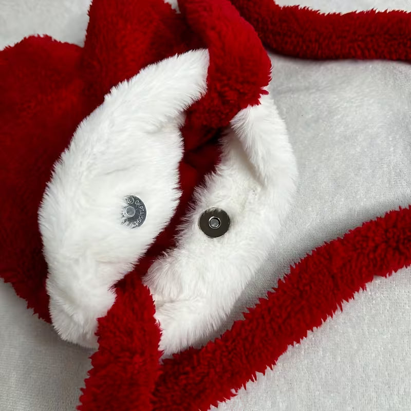 Vintage Red Glove Plush Christmas Bag | Embroidered Polyester Tote Crossbody Purse