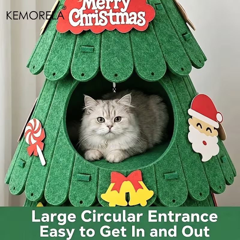Christmas Tree Felt Cat Tent | Double Layer Dual-Use Cat Cave Bed & Climbing Frame