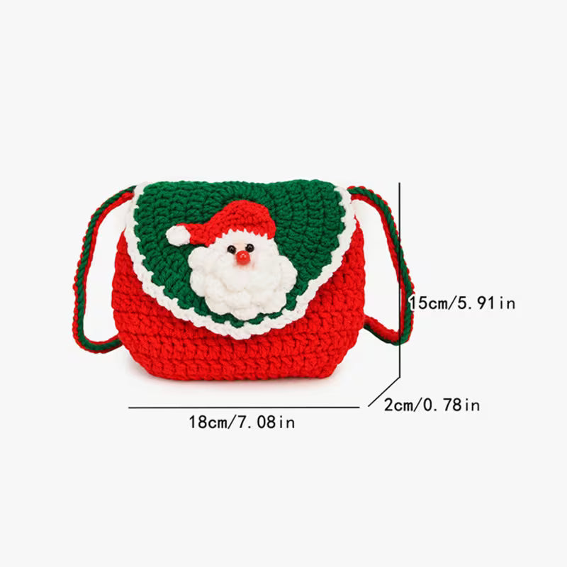 Handmade Crochet Santa Reindeer Christmas Bag | Women Buckle Closure Crossbody Purse