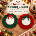 Red Green Bow Knitted Christmas Coasters | Acrylic Heat Resistant Cup Pads for Table Decor