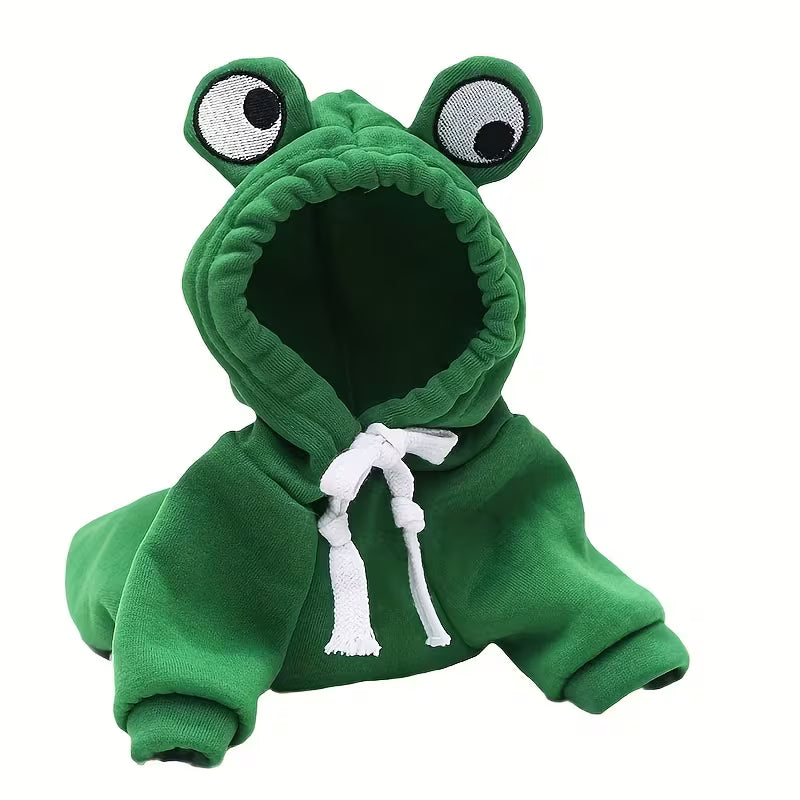 Cartoon Frog Pet Hoodie | Thermal Polyester Pullover Sweater for Small Dogs Cats
