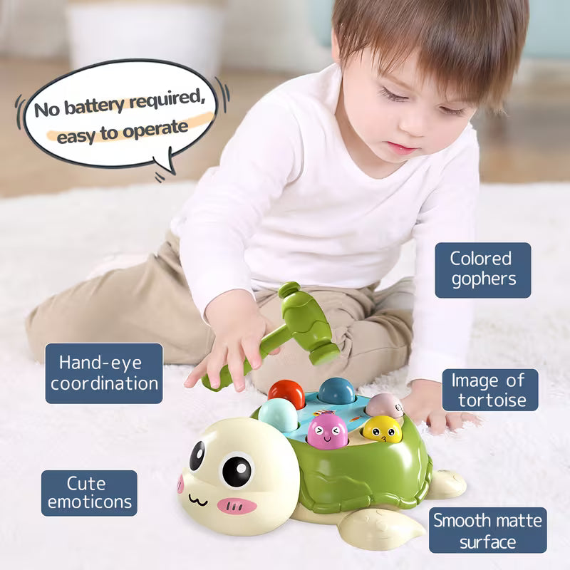 urtle Hammer Pounding Educational Toy | Green Desktop Game Toy with 2 Hammers for Toddlers